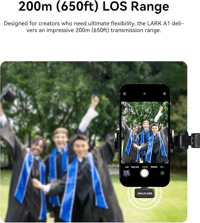 Hollyland Lark A1 Wireless Mini Microphone for iPhone & Android, 48kHz/24-bit, 3-Level Intelligent Noise Cancel, Microphone for YouTube, Podcast, Vlogging (White, 2TX + 2RX + Charging Case)