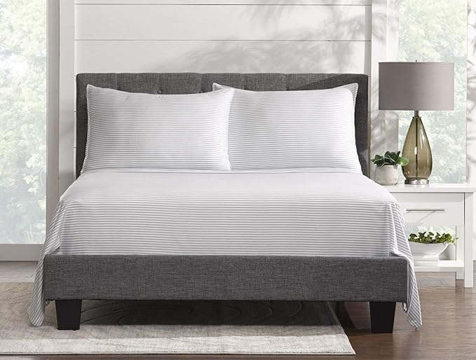 Pure Bamboo Full Sheets, Genuine 100% Organic Viscose Derived from Bamboo Bed Sheet Set, Luxuriously Soft & Cooling, Double Stitching, 2 Year Quality Promise (Full, Stripes)