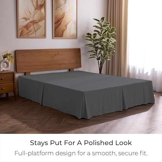 Mellanni Bed Skirt Twin Size - Bed Skirting - 15-Inch Tailored Drop Pleated Dust Ruffle - Hotel Luxury Bedding - Wrinkle, Fade, Stain Resistant - 1 Bedskirt (Twin, Gray)