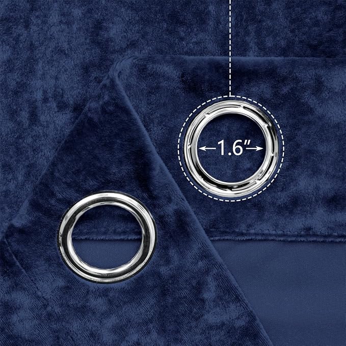SMILETIME Navy Blue Crushed Velvet Curtains 52x108 inch Luxurious Thermal Insulated Soundproof Drapes for Living Room Bedroom Office Soft and Durable Light-Filtering Window Treatments, 2 Panels