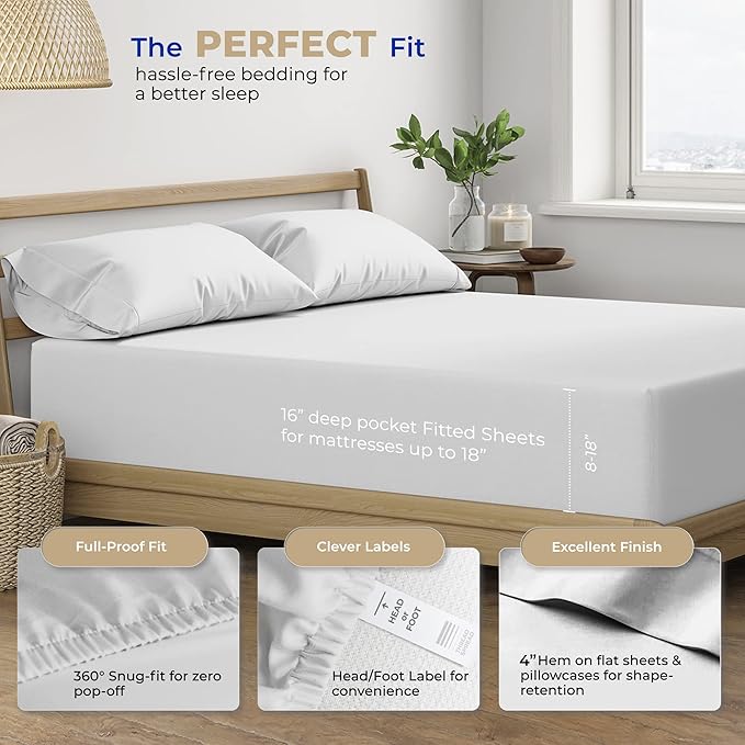 THREAD SPREAD 100% Cotton Split King Sheets for Adjustable Bed - 400 Thread Count 5 PC Sateen Split Sheet Set, Soft, Cooling Cotton Sheets, 16" Deep Pocket Split King Bed Sheet (Silver Grey)