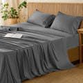 LBRO2M 100% Cotton Sheets Set Queen Size 600 Thread Count 4 Piece Sets Bed Sheet Deep Pocket Up to 16" Soft Comfortable All Season (Queen, Dark Gray)