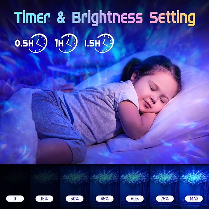 Galaxy Projector with HiFi Bluetooth Speaker & 15 White Noise Sounds - Remote & Timer Controlled Night Light for Bedroom or Kids Room