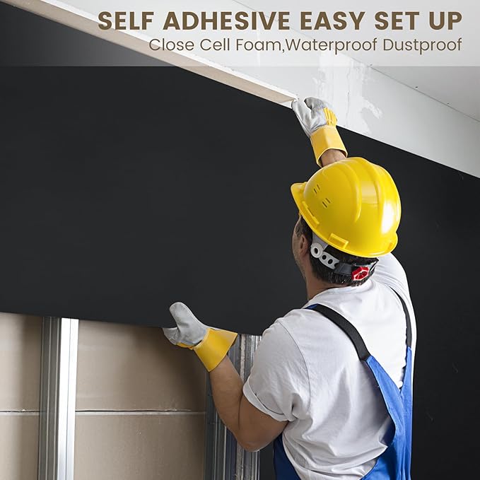 Self-Adhesive Sound Insulation Acoustic Foam, 32.3 sqft x 0.79in Thick, 50+kg/m³ ，Sound Proof Padding,Fire,Water Resistant ,Thermal Insulation,Cold Proof Acoustic Treatment Foam