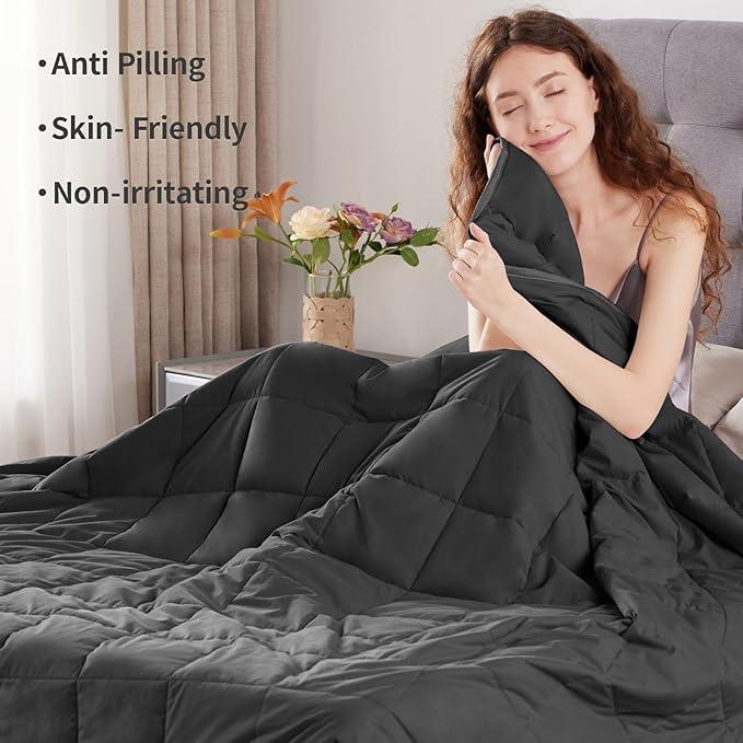 Weighted Blanket Queen/King Size (80"x87" 20lbs),Ultra Soft and Cozy Cooling Weighted Blanket for Adult,Heavy Blanket with Machine Washable Soft Blanket, Black