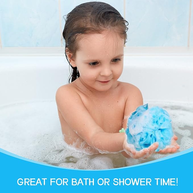 Loofah Sponge Shower Loofahs Bath Sponges Mesh Balls for Women Men Bathing Accessories Body Wash Back Scrubber 50g Soft Pouf Body Scrubber Loofahs Puff Pack, Exfoliate, Cleanse, Soothe Skin (6 Colors)