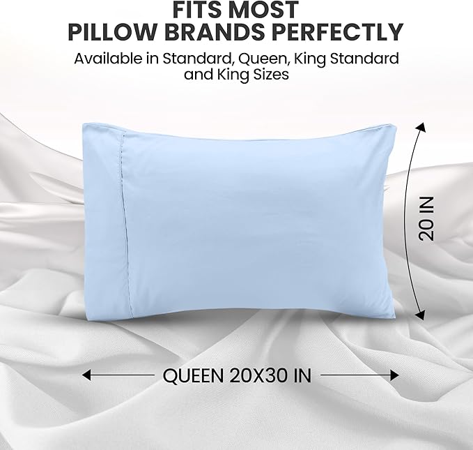 Pillow Covers by Utopia Bedding - Queen Size 2-Pack – Soft Brushed Microfiber – Perfect for Hospitals, Hotels, Guest Rooms – Oeko-TEX Certified, 20x30 Inches (Ice Blue)
