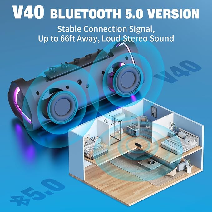 Vanzon V40 Bluetooth Speakers, Portable Wireless Speaker V5.0 with 24W Loud Stereo Sound, 24H Playtime, TWS & IPX7 Waterproof, Suitable for Travel, Home and Outdoors-Light Green (HIJ)