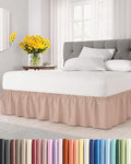 Wrap Around Dust Ruffle Bed Skirt - Mauve - for King Size Beds w/ 12 Inch Drop - Easy Fit Elastic Strap - Adjustable Pleated Bedskirt w/Brushed Fabric - Wrinkle Free - for Women, Men, Kids & Teens