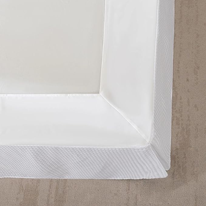 Full Bed Skirt, Wrap Around Bed Skirt with Pleated Corner, 16 Inch Drop Pleated Waffle Weave Bedskirts, Anti-Slip, Microfiber, White, 16'' Full