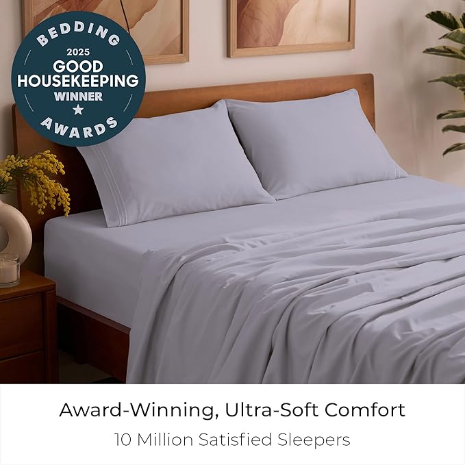 Mellanni Twin Sheet Set - 4-Piece Iconic Collection Bedding, (Including 2 Pillowcases), 16-Inch Deep Pocket, Easy Care, Extra Soft, Cooling Sheets, Brushed Microfiber - Lavender