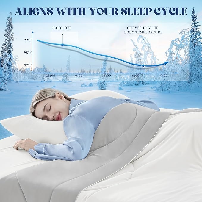 Cooling Comforter King Size, Double-Sided Cooling Blanket for Hot Sleepers & Night Sweats, Arc-Chill Q-Max > 0.4 Breathable Ice Blanket, Lightweight Cold Comforter (108''x90'', White)