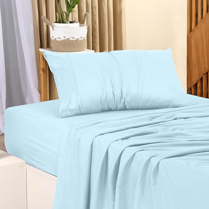Utopia Bedding Twin Sheet Set – 3 Piece Bed Sheets for Twin Size Bed, Soft and Breathable Microfiber, Includes 1 Fitted Sheet, 1 Flat Sheet and 1 Pillowcase (Ice Blue)