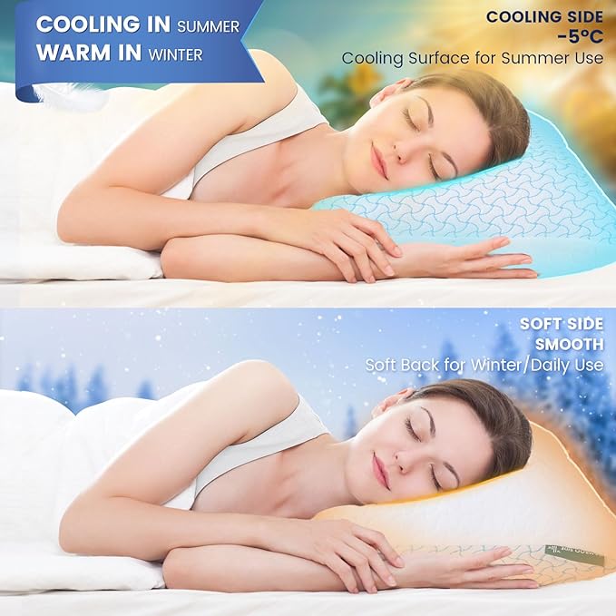 Shredded Memory Foam Pillows Queen Size Set of 2, Adjustable Memory Foam Pillows 2 Pack, Cooling Bed Pillow for Side Back and Stomach Sleepers for Neck and Shoulder Pain relief Cool Pillow
