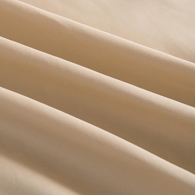 Bed Skirt, Full Size Ruffled Bed Skirt with Split Corners, 12 Inch Drop Dust Ruffle Bed Skirt with Platform, Full -12 Inch, Light Camel