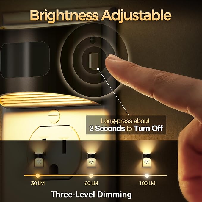 DORESshop LED Night Light[4 Pack], Night Lights Plug into Wall, 3 Mode Plug in Night Light with Motion Sensor, Dusk to Dawn Sensor, Nightlights for Adults, Bedroom, Bathroom, Hallway