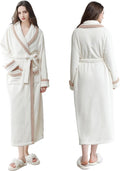 Oksun Womens Long Fleece Robe: Soft Fluffy Warm Bathrobe - Cozy Winter Housecoat Nigthgown with Chic Piping