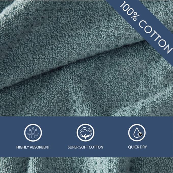 Tommy Bahama - Bath Towels, Highly Absorbent Cotton Bathroom Decor, Low Linting & Fade Resistant, Oeko-Tex Certified (Northern Pacific Bay Blue, 6-Piece)