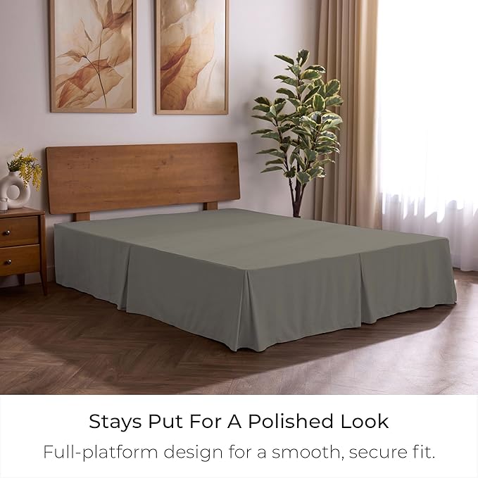 Mellanni Bed Skirt Twin Size - Bed Skirting - 15-Inch Tailored Drop Pleated Dust Ruffle - Hotel Luxury Bedding - Wrinkle, Fade, Stain Resistant - 1 Bedskirt (Twin, Dark Taupe)