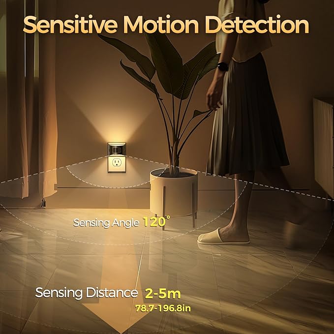 DORESshop LED Night Light[4 Pack], Night Lights Plug into Wall, 3 Mode Plug in Night Light with Motion Sensor, Dusk to Dawn Sensor, Nightlights for Adults, Bedroom, Bathroom, Hallway