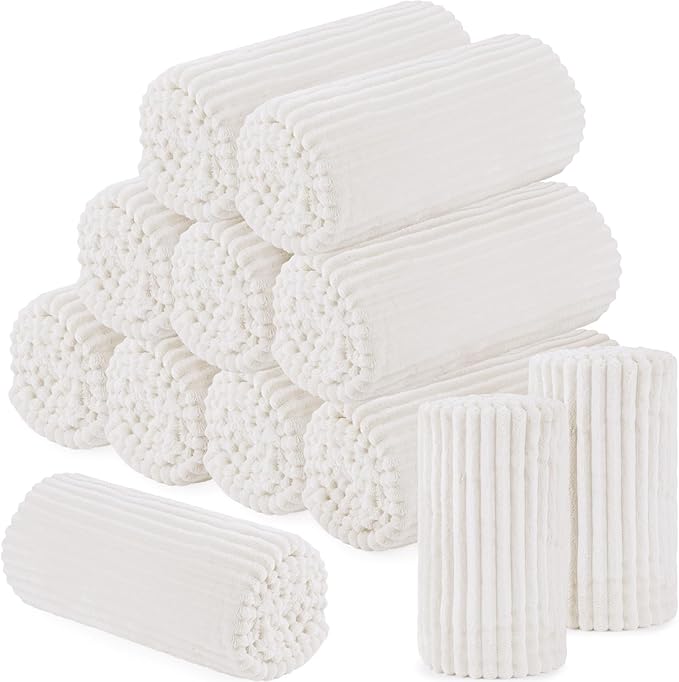 Buryeah 12 Pcs Flannel Throw Blanket Bulk 50 x 60 in Sleepover Blanket Outdoor Wedding Throw Lightweight, Oeko-tex Standard 100 Certified for Sofa Homeless Gifts (Cream White)