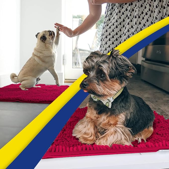 Muddy Mat® | Super Absorbent Door Mat Indoor, Microfiber Quick Dry Chenille Entryway Rug, Non-Slip Front Door Mat, Indoor Mats for Entryway, Machine Washable Pet Rug, Maroon 48"x60"