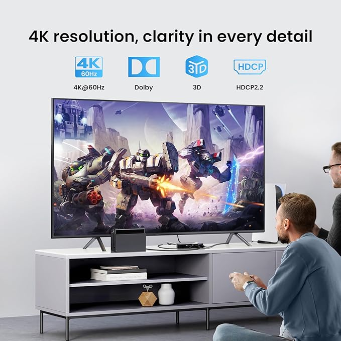 NEWCARE HDMI Switch 3 in 1 Out, 4K@60Hz HDMI Splitter with Remote, HDMI Switcher Support HDCP2.2 Dolby HDR10+ VRR 3D, Compatible with TV PS5/4 Xbox Laptops PC Projector Blu-ray Player