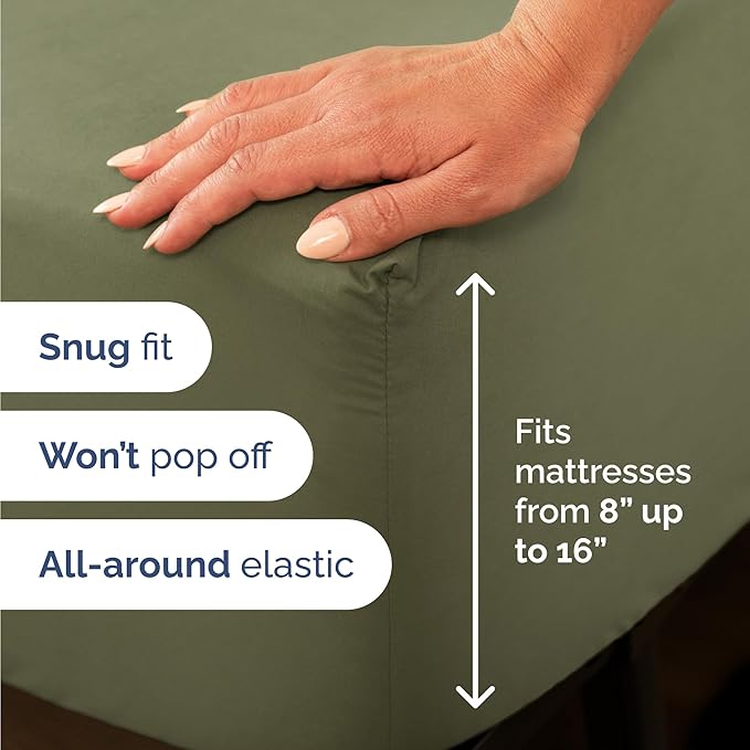 Twin 4 Piece Sheet Set - Cooling, Comfy & Breathable - Hotel Luxury Bedding, Includes Fitted Sheet for Women, Men, Kids & Teens - 1 Flat, 1 Fitted Sheet, 2 Pillowcases with Deep Pockets - Sage Green
