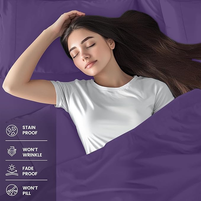 Utopia Bedding Twin Sheet Set – 3 Piece Bed Sheets for Twin Size Bed, Soft and Breathable Microfiber, Includes 1 Fitted Sheet, 1 Flat Sheet and 1 Pillowcase (Egg Plant)