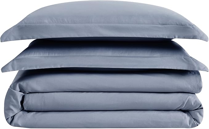 London Fog Garment Washed Solid Duvet Set Blue Microfiber 2-Piece Twin XL Duvet Set, Solid Themed, Adult and Teen, Oeko-TEX Certified