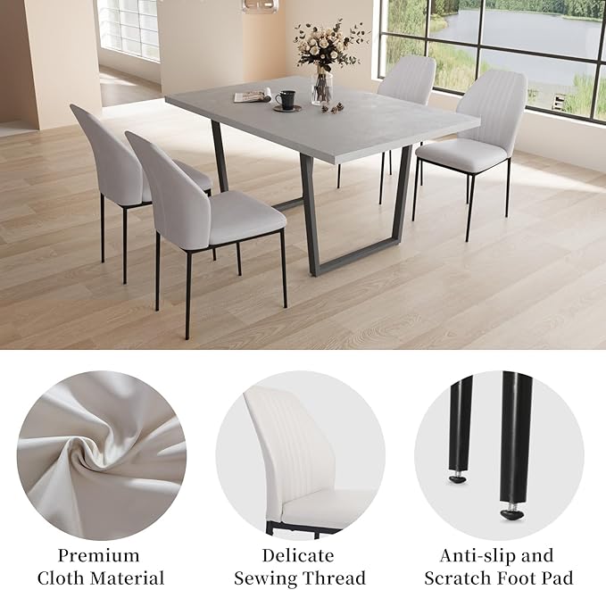 5 Piece Dining Table Set, 42.9 Inch Modern Kitchen Dining Table and Leather Dining Chairs for Kitchen Dining Room (Table + 4 White Chairs)