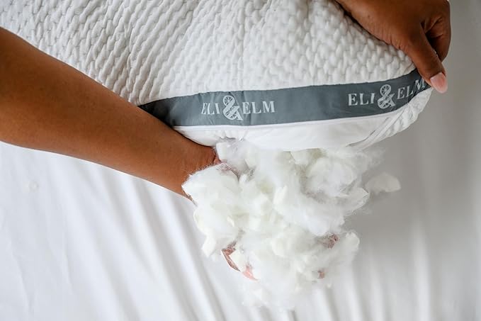 Eli & Elm | Best Ergonomic Side Sleeper Pillow for Neck Pain. Supportive Cooling Memory Foam Fill with Luxury Breathable Cover. U-Shape Contoured Design. Queen Size Bed Pillow