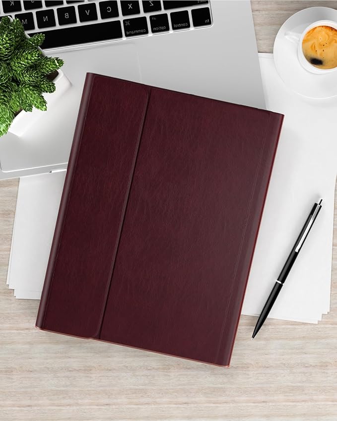 Leather Keyboard Case for iPad Air 5th 4th Generation 10.9 inch Pro 11 1st/2nd/3rd/4th, 7 Color Backlight BT Keyboard Folio with Pencil Holder 2022 2021 2020 2018 (Wine)
