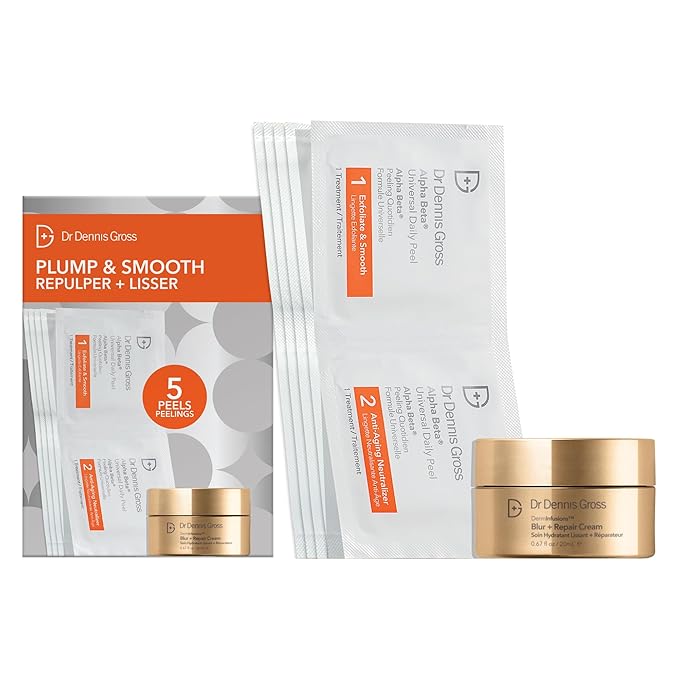 Dr Dennis Gross Plump & Smooth Limited Edition Kit – DermInfusions™ Blur + Repair Cream (0.67 oz) + 5 Alpha Beta® Universal Daily Peels | $50 Value