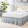 FreshCulture Queen Bed Skirt, Elastic Wrap Around Bed Skirt Queen Size, Bed Skirts for Adjustable Bed, Easy Fit with 22 Inch Drop Length, Hotel Quality Dust Ruffle for Queen Bed (Light Grey)
