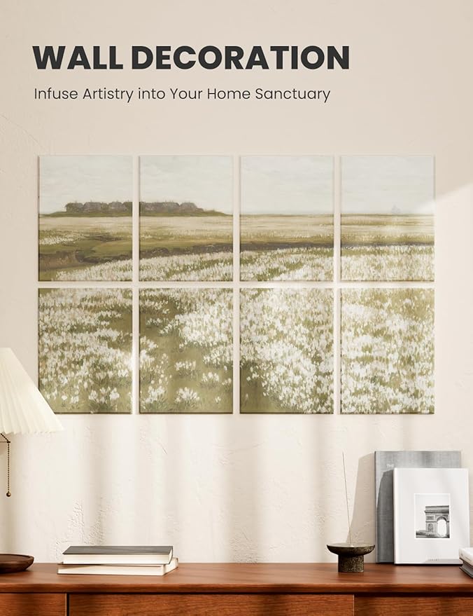 Wall Art Acoustic Panels,35''X24'''Soundproof Wall Panels-8-Pack with 50 Adhesive Tabs, Panels for Living Room and Recording Studio, Offices-A Vast Summer Landscape