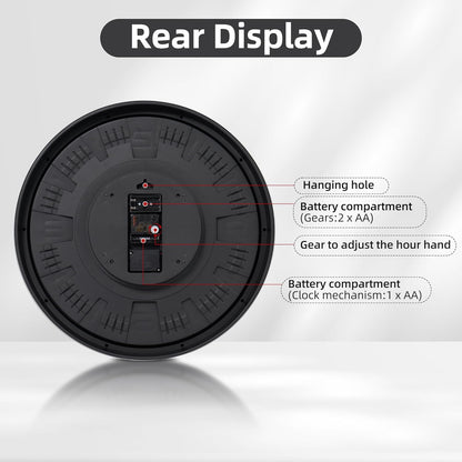 Maxstar Large Vintage Moving Gear Wall Clock, 20''Battery Operated Industrial Steampunk Metal Decor for Living Room, Office,Fireplace, Farmhouse(Arabic Number-Platinum Coating)