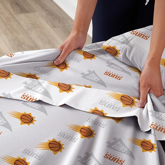 Northwest Officially Licensed Phoenix Suns NBA Twin Size Sheet Set – Soft Team Logo Bedding for Dorms, Bedrooms, Fan Caves & Game Day Style