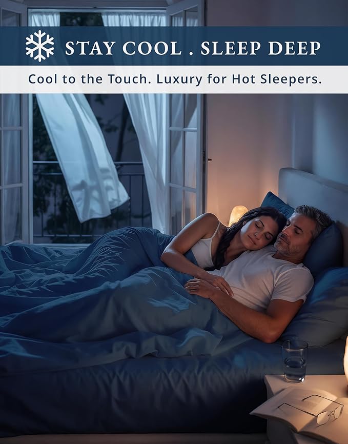 LANE LINEN 100% Egyptian Cotton Sheets King Size - 1000 Thread Count King Bed Sheets, Ultra-Soft Hotel Luxury with 15" Deep Pocket, Naturally Breathable & Durable, Silky Sateen Weave - Estate Blue