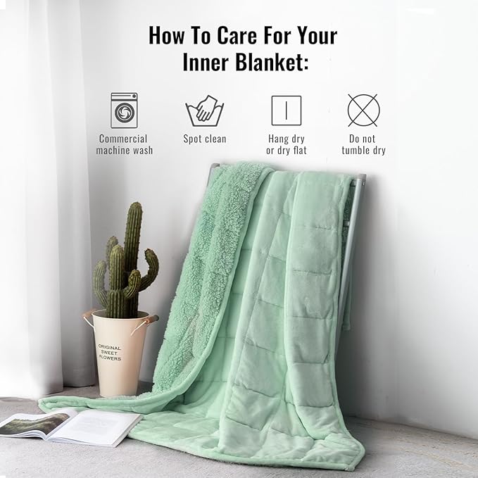 Uttermara Weighted Blanket Queen Size 15lbs 60x80 inches with Soft Plush Fleece, Cozy Warm Sherpa Snuggle Thick Heavy Blanket Great for Sleep and Calming, Sage Green