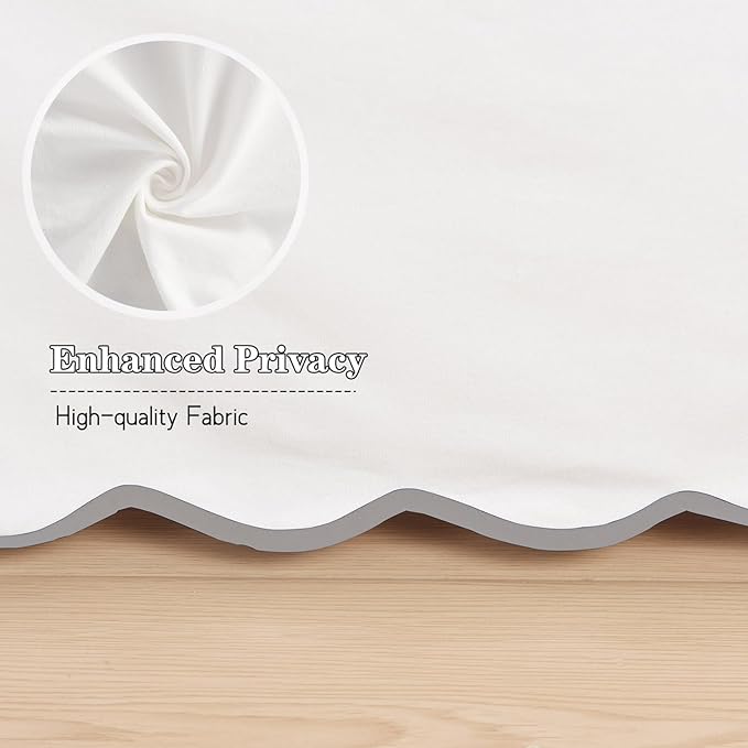 HIG Off White Chic Queen Bed Skirt - Easy Fit Scallop Edge Pleated Bedskirts, 14 Inch Drop Anti-Slip Dust Ruffle, Thick Fabric for Enhanced Privacy, Pre-Washed for Long-Lasting Use(N60022)