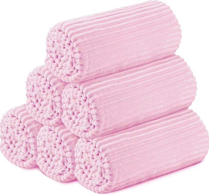Buryeah 6 Pcs Flannel Throw Blanket Bulk 50 x 60 in Sleepover Blanket Outdoor Wedding Throw Lightweight, Oeko-tex Standard 100 Certified for Sofa Homeless Gifts (Pink)