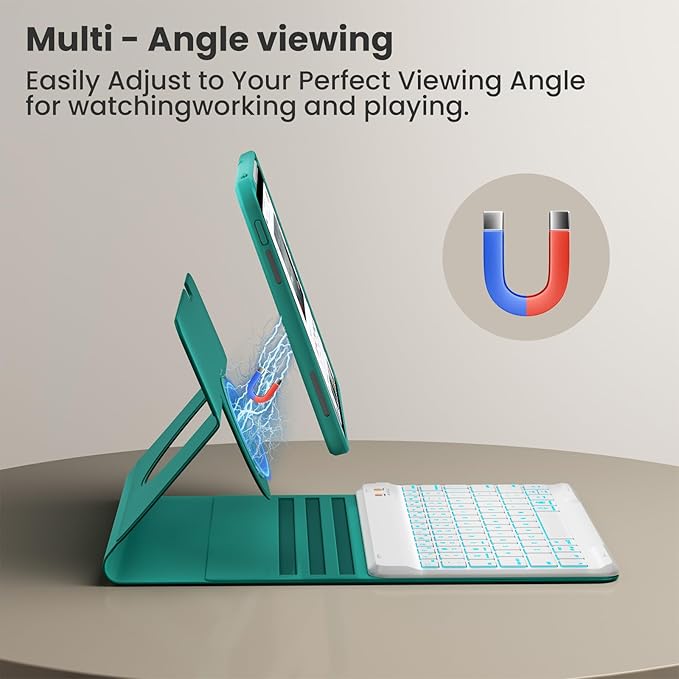 Magnetic Keyboard Case for iPad Air 5th 4th Generation 10.9 inch Pro 11 1st/2nd/3rd/4th, 7 Color Backlight BT Keyboard Folio with Pencil Holder 2022 2021 2020 2018(Teal)