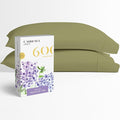 Carressa Linen 100% Egyptian Cotton King Size Pillow Cases Set of 2 - Luxury 600 Thread Count King Pillowcases (Sage Green), Silky Soft, Cooling, Breathable Sateen Weave Hotel Quality Bed Pillow Cover