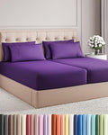 Split King 7 Piece Sheet Set - Cooling & Breathable - Hotel Luxury Bedding, Includes Fitted Sheets for Women, Men, Kids and Teens - 1 Flat, 2 Fitted Sheets, 4 Pillowcases with Deep Pockets - Purple