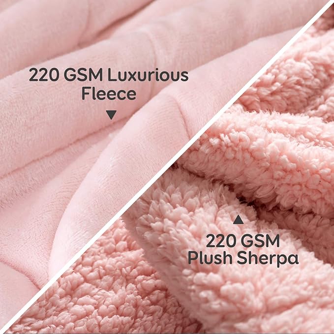 Cottonblue Weighted Blankets 25lbs for King Bed, Sherpa Fleece Weighted Blanket for Adults, Soft Heavy Blanket with Premium Glass Bead for Calming and Relax, 90" x 90", Pink