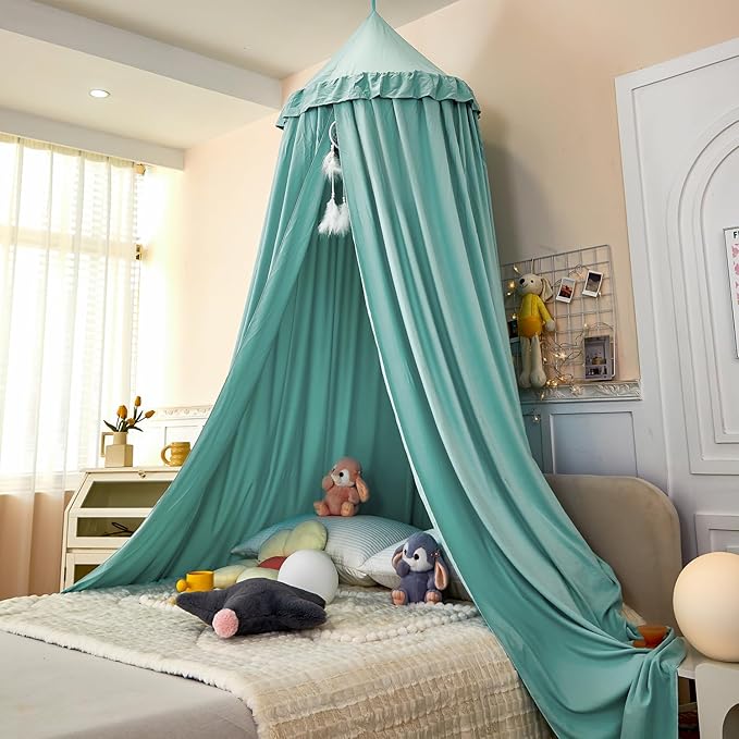 dix-rainbow Princess Decor Canopy for Kids Bed, Soft and Durable Bed Canopy for Girls Room Tent Canopy Dreamy Mosquito Net Bedding, Children Reading Nook Canopies Indoor (Green)
