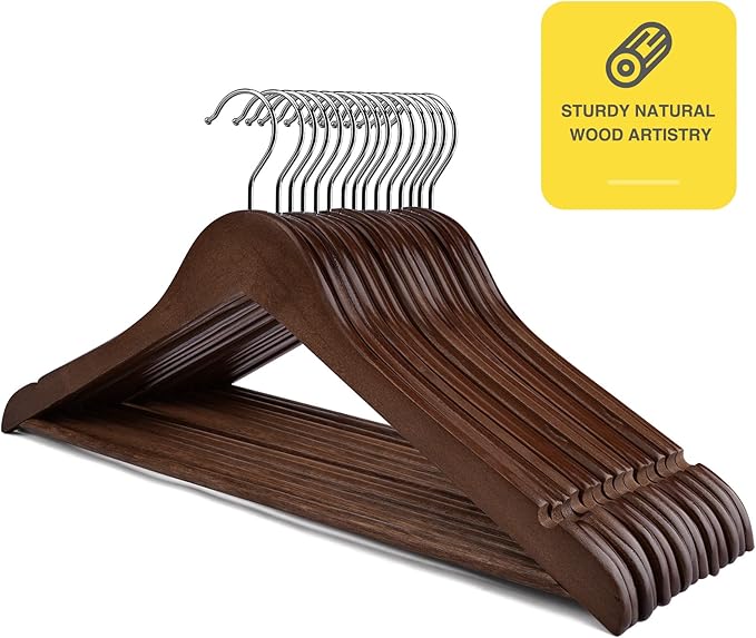 Wooden Hangers - 30 Pack - Clothes Hanger for Daily Used,Heavy Duty Wood Hangers with Precisely Cut Notches,Coat Hanger for Closet, Clothes Hangers for Shirt Suit Dress (Walnut)