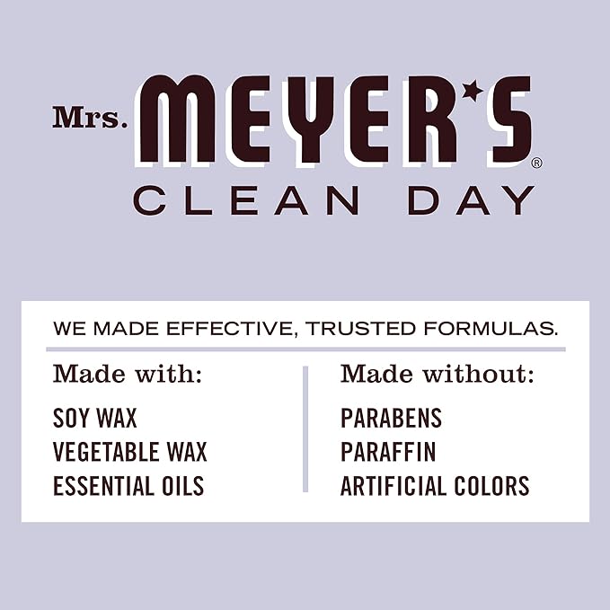 MRS. MEYER'S CLEAN DAY Lavender Soy Candle, Garden-Inspired Aromatherapy Homekeeping, 35 Hour Burn Time, Made with Essential Oils, 7.2 oz Large Glass Jar Candles (Pack of 2)