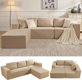 106" Modular Sectional Couch Left/Right Facing Convertible, L-Shape Modern Teddy Sofa, Deep Seat Upholstered Foam Couch for Living Room Bedroom, No Assembly Required (Camel, Teddy Boucle)